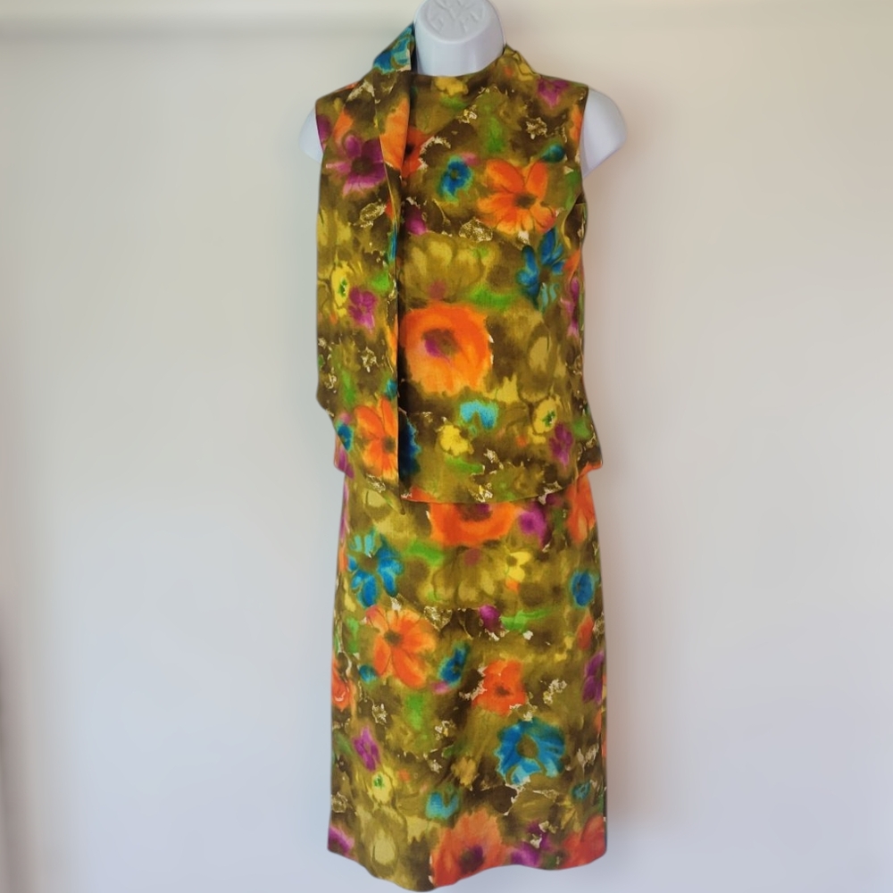 Bette Norbet Of California Vintage Floral Multicolor Skirt Set